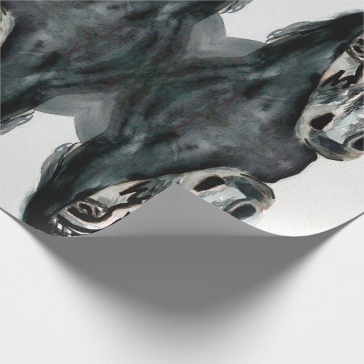 Schwarzes PferdePackpapier Geschenkpapier (Ecke)