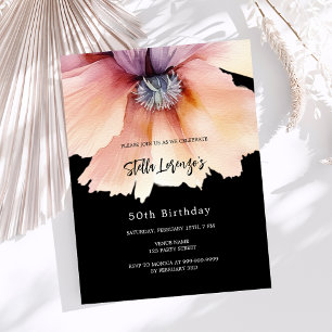 Schwarzes Pfirsich-Aquarell-Blumen-Budget-Geburtst