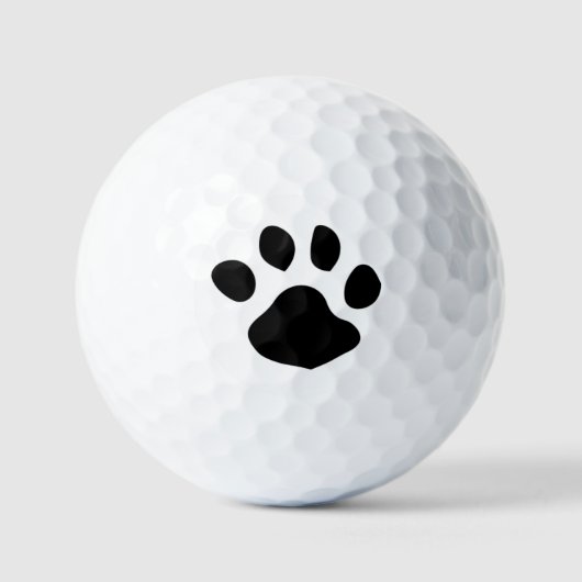 Schwarzes Pfotenabdruck-Design Golfball (Vorderseite)