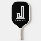 Schwarzes Pickleball-Paddel mit Minimal-Monogramm Pickleball Schläger (Rückseite)