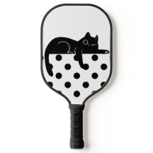 Schwarzes Pickleball-Paddle mit Punkten für Katzen