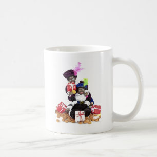 Schwarzes Piet mit gingernuts Geschenken und Kaffeetasse