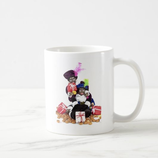 Schwarzes Piet mit gingernuts Geschenken und Kaffeetasse (Rechts)