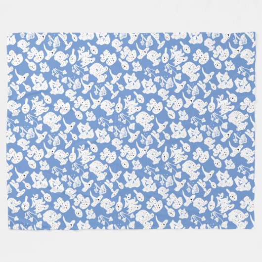 Schwarzes Pilzmuster 01b Blau BG Fleecedecke (Vorderseite (Horizontal))