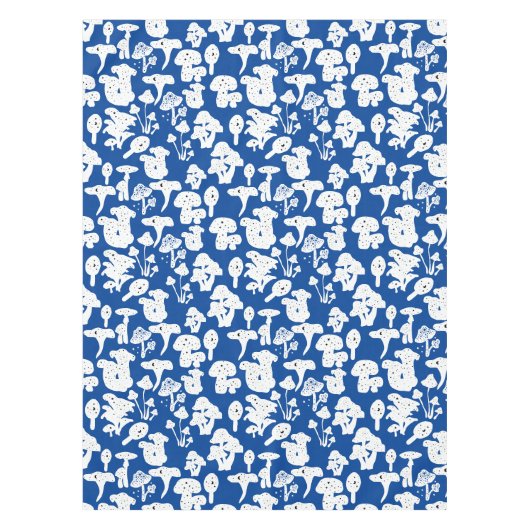 Schwarzes Pilzmuster 01b blaues BG Tischdecke (Vorderseite)