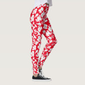 Schwarzes Pilzmuster 01b Rotes BG Leggings (Rechts)