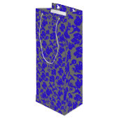 Schwarzes Pilzmuster 01blau Grau BG Geschenktüte Für Weinflaschen (Rückseite Schrägansicht)