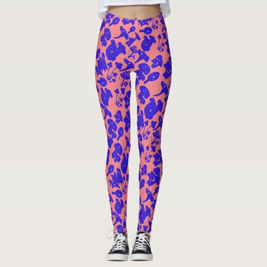 Schwarzes Pilzmuster 01blau Pink BG Leggings (Vorderseite)