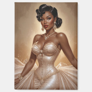 Schwarzes Pin-Up Goldenes Kleid Magnet