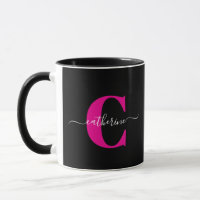 Schwarzes Pink Modernes Stylisches Schriftmonogram