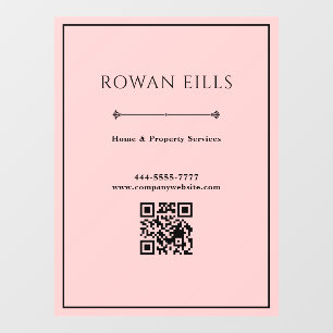 Schwarzes Pink QR-Code-Bürotürschild Fensteraufkleber