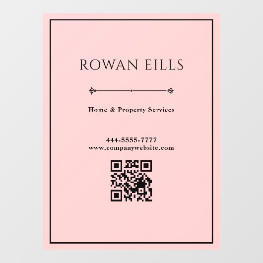 Schwarzes Pink QR-Code-Bürotürschild Fensteraufkleber (Blatt)