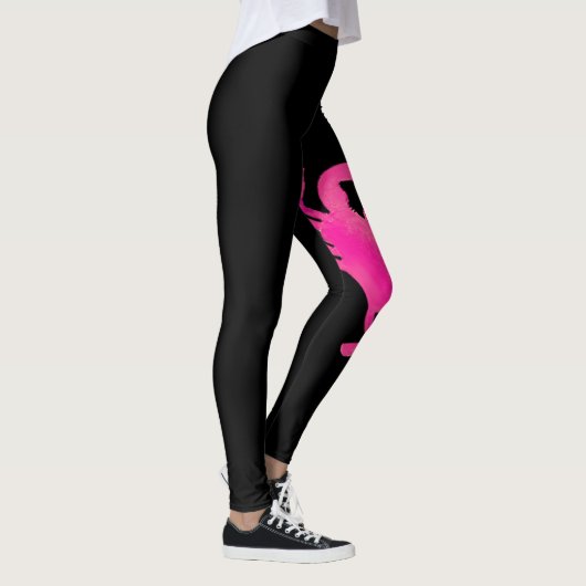 Schwarzes Pink-Seekrabbe Leggings (Rechts)