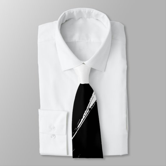Schwarzes Pinsel Modernes Weiß Hintergrund #2 Krawatte (Gebunden)