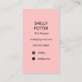 Schwarzes Pinselstrich, rosa Visitenkartendesign Visitenkarte (Rückseite)