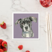 Schwarzes Pit Bull Dog Aquarellbild Serviette (Beispiel)