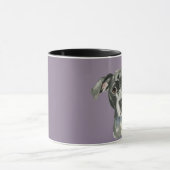 Schwarzes Pitbull HundeAquarell-Porträt Tasse (Zentrum)