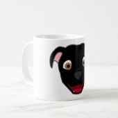 Schwarzes Pitbull stellen gegenüber Kaffeetasse (Vorderseite Links)