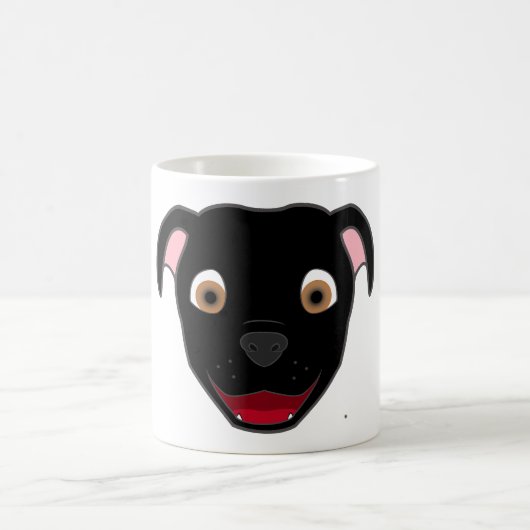 Schwarzes Pitbull stellen gegenüber Kaffeetasse (Mittel)