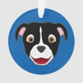 Schwarzes Pitbull stellen mit weißer Flamme Ornament (Vorderseite)