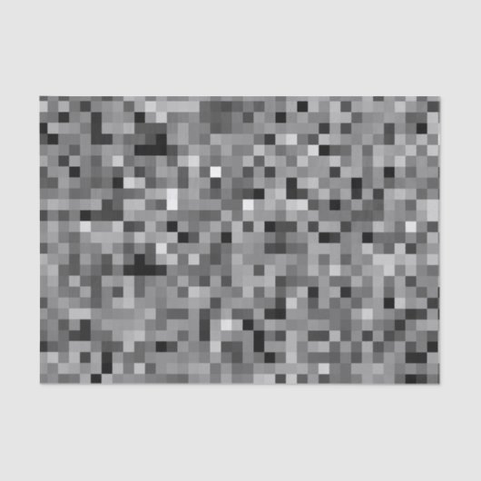 Schwarzes Pixel-Mosaik Seidenpapier (Vorderseite)