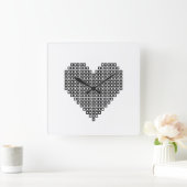 Schwarzes Pixel Quadratische Wanduhr (Zuhause)