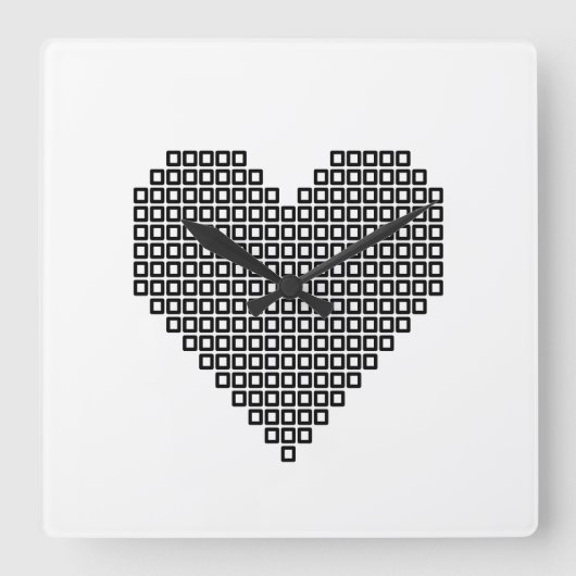 Schwarzes Pixel Quadratische Wanduhr (Vorderseite)