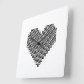Schwarzes Pixel Quadratische Wanduhr (Winkel)