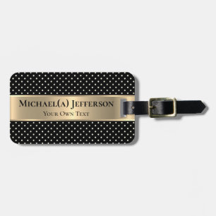 Schwarzes Polka-Punkt-Goldband Elegantes Statement Gepäckanhänger