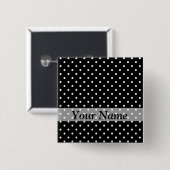 Schwarzes Polka-Punktmuster Button (Vorne & Hinten)