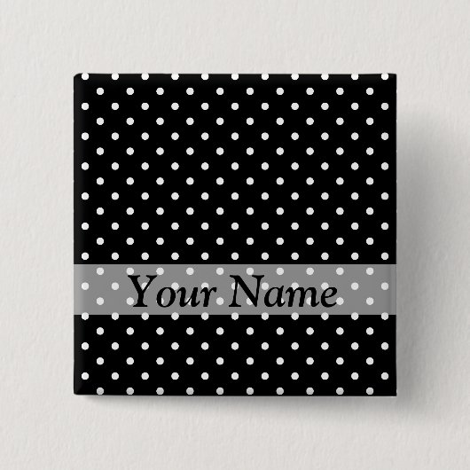 Schwarzes Polka-Punktmuster Button (Vorderseite)