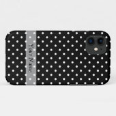 Schwarzes Polka-Punktmuster Case-Mate iPhone Hülle (Rückseite (Horizontal))