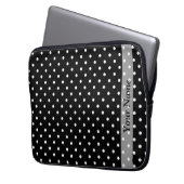 Schwarzes Polka-Punktmuster Laptopschutzhülle (Vorderseite Links)