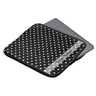 Schwarzes Polka-Punktmuster Laptopschutzhülle