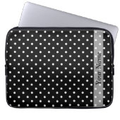 Schwarzes Polka-Punktmuster Laptopschutzhülle (Vorderseite)