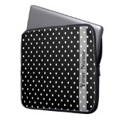 Schwarzes Polka-Punktmuster Laptopschutzhülle (Vorderseite Links)