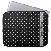 Schwarzes Polka-Punktmuster Laptopschutzhülle (Vorderseite)
