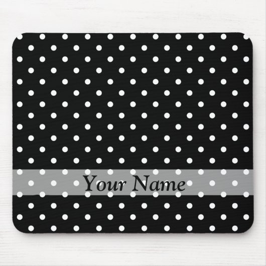Schwarzes Polka-Punktmuster Mousepad (Vorne)