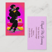 Schwarzes Poodle auf dem Telefon Retro-Malerei Visitenkarte (Vorne/Hinten)