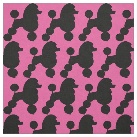 Schwarzes Poodle auf Rosa Stoff (Muster)