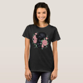 Schwarzes Poodle mit Peonys T-Shirt (Vorne ganz)