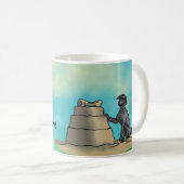Schwarzes Poodle mit Sandcastle Kaffeetasse (VorderseiteRechts)