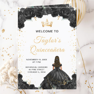 Schwarzes Prinzessinnen-Blumen-Quinceañera-Program Programm