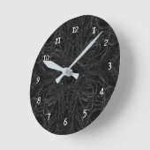 Schwarzes psychedelisches Muster Runde Wanduhr (Winkel)