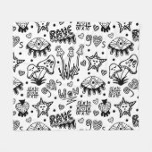 Schwarzes psychedelisches nahtloses Muster mit Han Fleecedecke (Vorderseite (Horizontal))