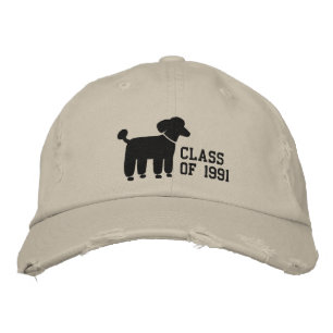 Schwarzes Pudel-Hund-Logo mit individuellem Text u Bestickte Kappe