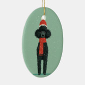 Schwarzes Pudel-Weihnachtsgeschenk Keramik Ornament (Rechts)