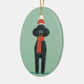 Schwarzes Pudel-Weihnachtsgeschenk Keramik Ornament (Links)