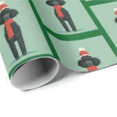 Schwarzes Pudel-Wintermuster Geschenkpapier (Rolleneckpunkt)