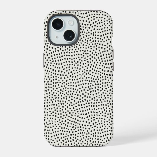 Schwarzes Punktmuster iPhone 15 Hülle (Rückseite)